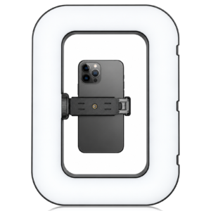 Rounded Rectangular LED Video Light Ring Panel with Phone Holder